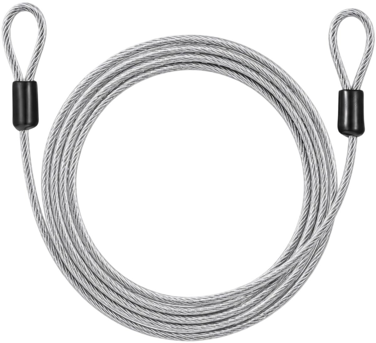 Dailygoods- Luskabel 2 m x 4 mm - Transparante Veiligheidskabel - Staalkabel met Ogen - Kunststof Ombanteling - Ruimtebesparend Opbergbaar