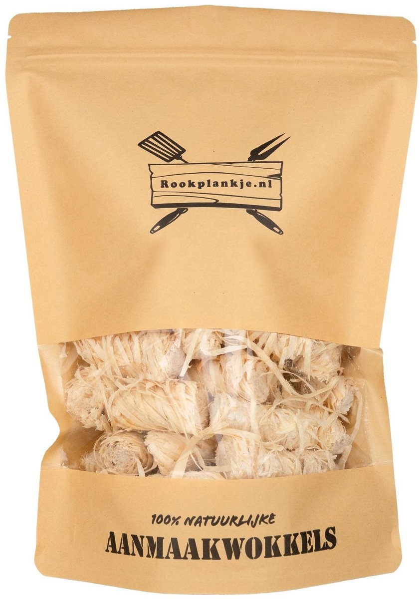 Dailygoods- Aanmaakwokkels 100% Natuurlijk - Houtwolkrullen - Ideaal voor BBQ - Vuurkorf - Kachel - Open Haard - Inhoud 400 gram (30-35 stuks) - Aanmaakblokjes