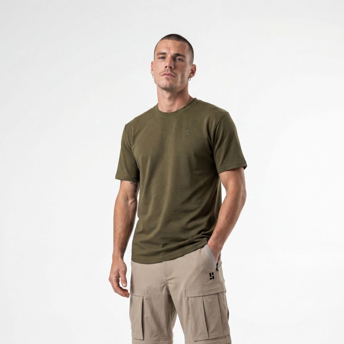 Poederbaas Outdoor T-shirt Merinowol Heren - SOLX - Merino Shirt voor wandelen & outdoor activiteiten - Olive Green - Maat XL