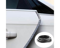 Deurbeschermer Auto - Koolstofvezel Rubber - Bescherming Portieren - Flexibel U-Profiel - 5 Meter - Zwart