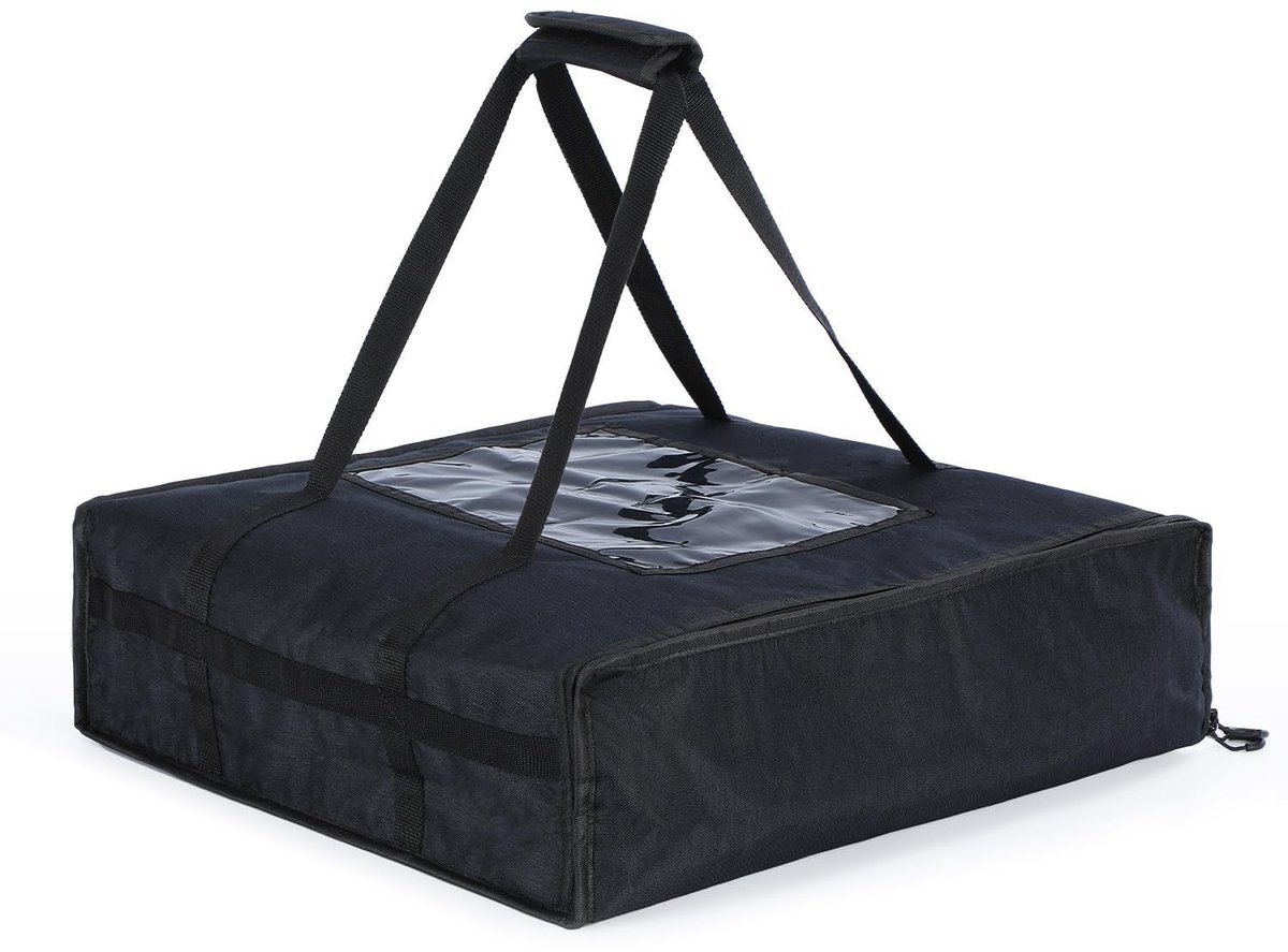 Solidchoice- Pizzatas 40L - Opvouwbare Koeltas - Geïsoleerd - Zwart - 52x15x52 cm - Duurzaam Waterafstotend Materiaal - Geschikt voor 3 Pizzadozen
