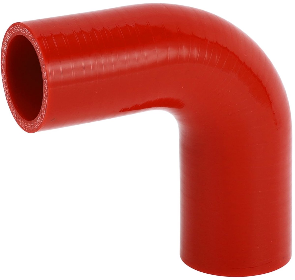 Dailygoods- Siliconen Slang 90 Graden - Binnendiameter 38 mm - Lengte 100 mm - Rood - Meerlaags Geweven - Temperatuurbestendig tot 300 °C - Koelslang