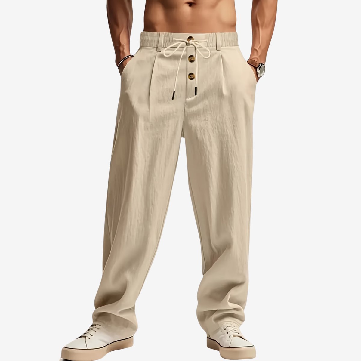 Currero Linnen Broek Heren - Zomerbroek - Volwassenen - Lange Broek - Pantalon - Strandbroek - Zomer - Ibiza Stijl - Khaki XXXL