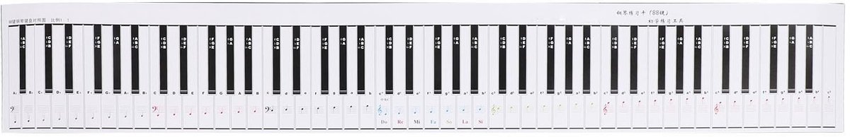 Dailygoods- Notitielabels Kleurgecodeerd - Oefenpapier 88 Toetsen - Dubbelzijdig Matte Film - Waterdicht/Stofdicht - Lichtgewicht/Opvouwbaar - Ideaal voor Beginners - Piano Oefenblad