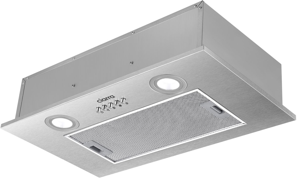 CIARRA VMS5913A - Inbouwafzuigkap 52 cm Afzuigkap Onderbouwafzuigkap 300 m³/u 3 Standen met 2 LED RVS