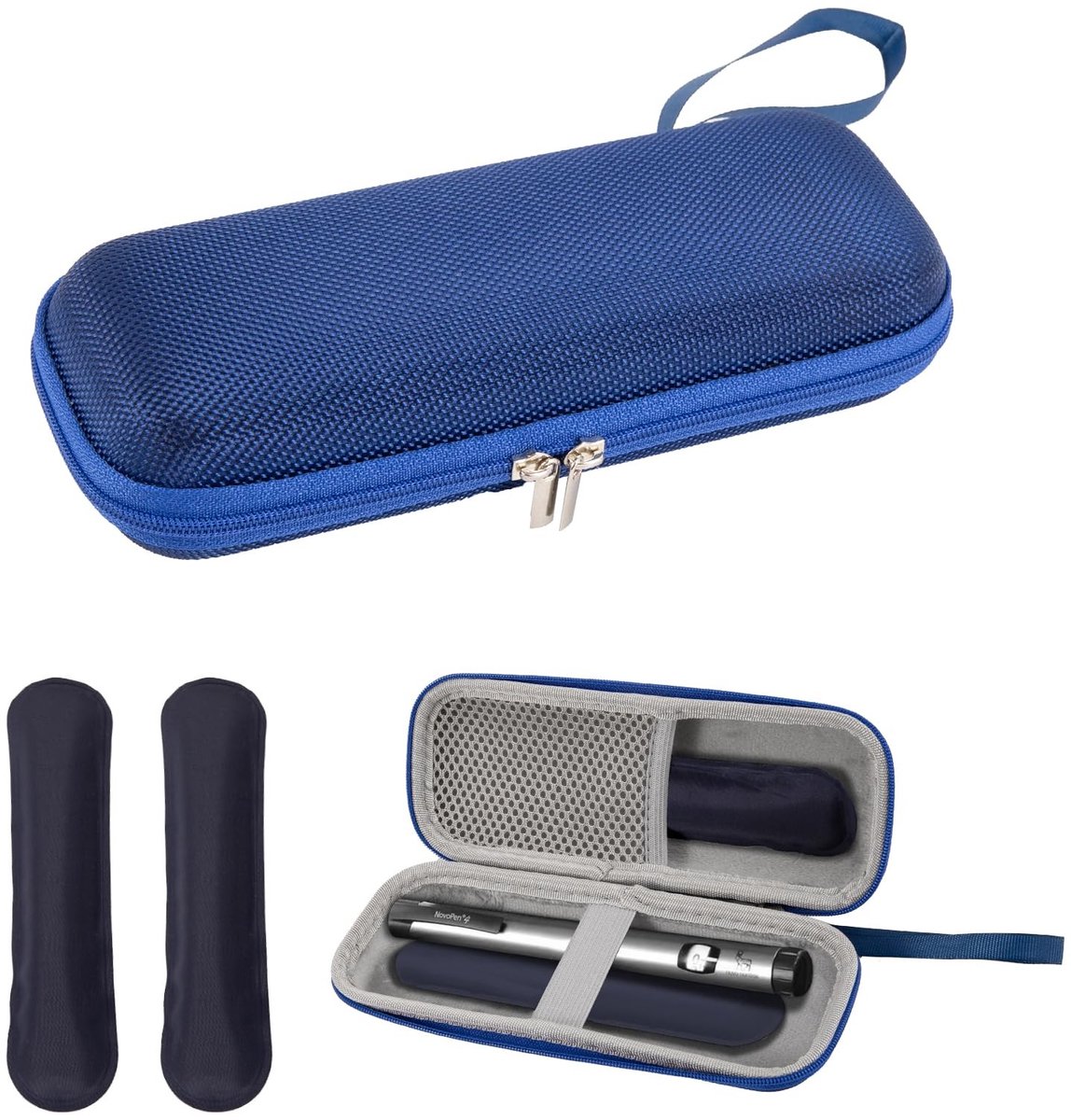 Dailygoods- Insuline Koeltas met 2 Koelaccu's - Diabetes Tas - Medicinale Koeler - Geïsoleerde Tas - Veilig en Koud - Donkerblauw - Diabetici Tas