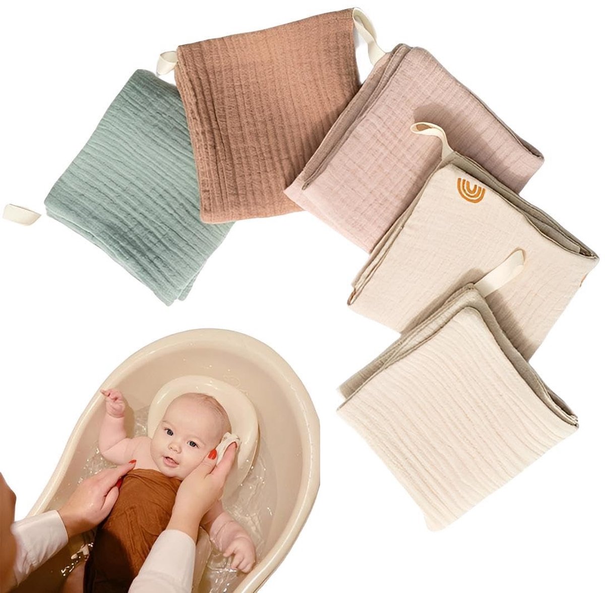 Dailygoods- Mousselinedoek Set - 5 Stuks - Zacht Katoen - Absorberend - Uniseks - 26 x 25 cm - Ademend - Spuugdoek