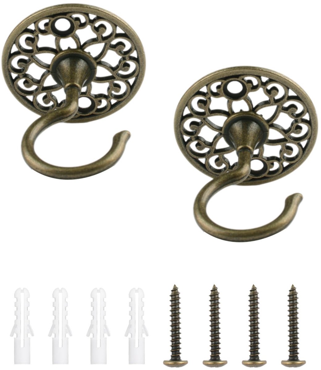 Dailygoods - Set van 2 Stevige Wandmontage Plafondhaken in Brons