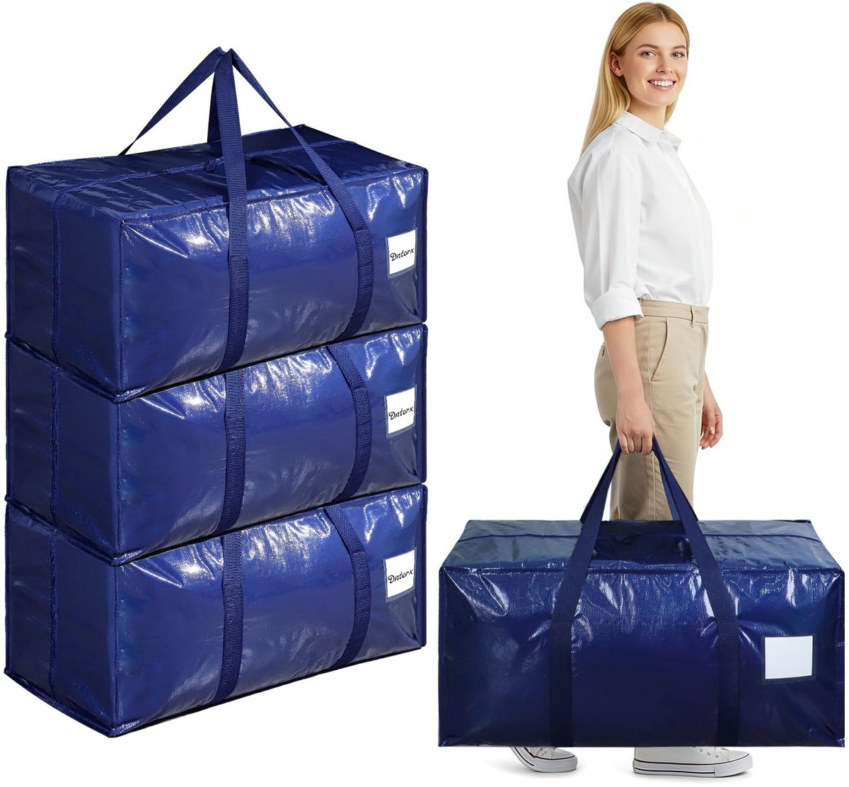 Dailygoods- Opbergtas 90L - Heavy-duty Verhuistassen - Opvouwbare Opbergbox - Ritssluiting - Handgreep - Voor Beddengoed/Kleding - Verhuisdozen