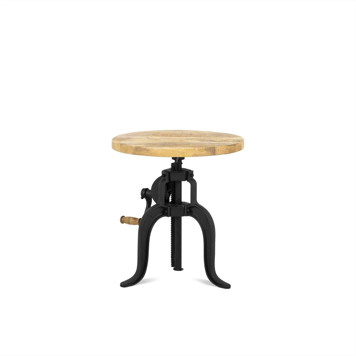 Salontafel Crank rond mangohout verstelbaar 45 cm