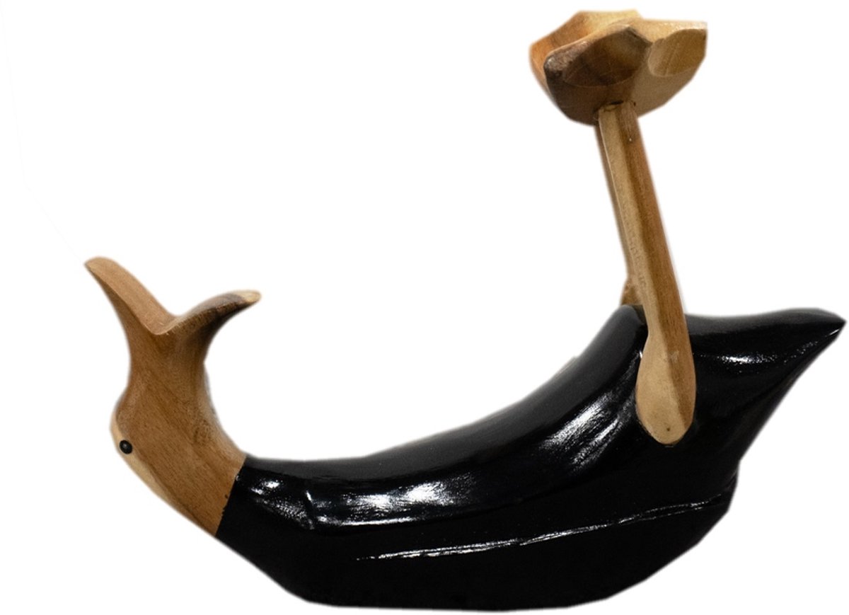 Houten fleshouder eend Zwart
