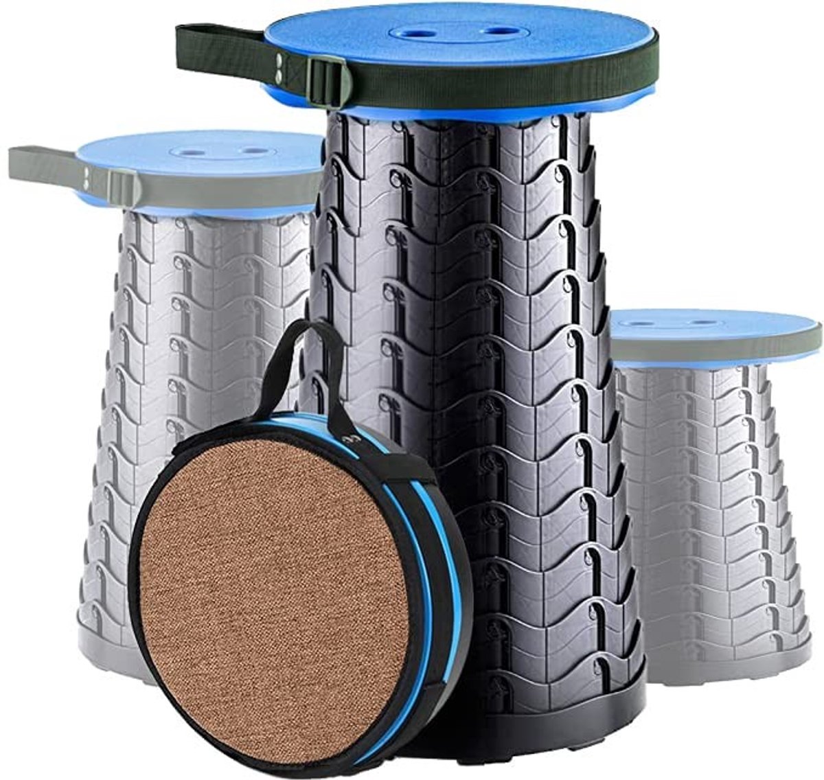 Dailygoods- Opvouwbare Kruk 400LB Laadvermogen - Draagbare Stoel - Multifunctioneel - Visschubben Structuur - Zacht Kussen - Ideaal voor Binnen/Buitenactiviteiten