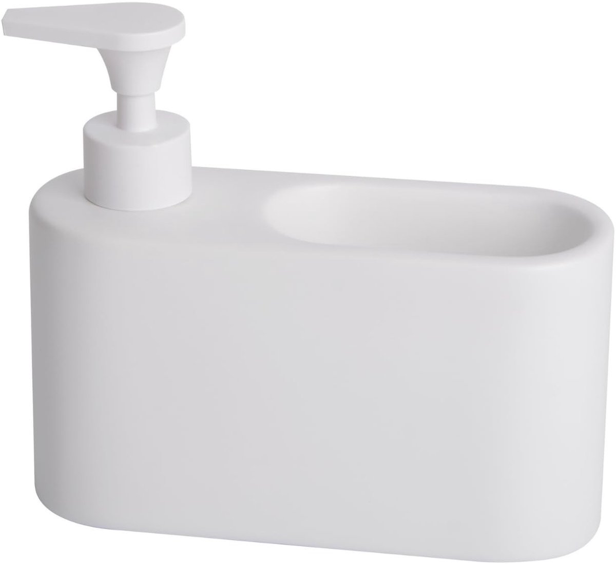 Dailygoods- Afwasmiddeldispenser keramiek - Zeepdispenser keuken - Compact design - Opbergruimte voor spons - Elegant - 18 x 6 x 15,8 cm