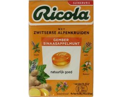 Ricola Gember sinaasappelmunt suikervrij 50 gram