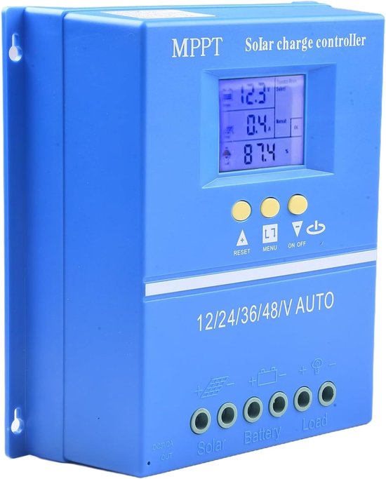 Solar Laadregelaar - MPPT Controller - Zonne-energie Laden - Automatische Identificatie - 100A - Blauw