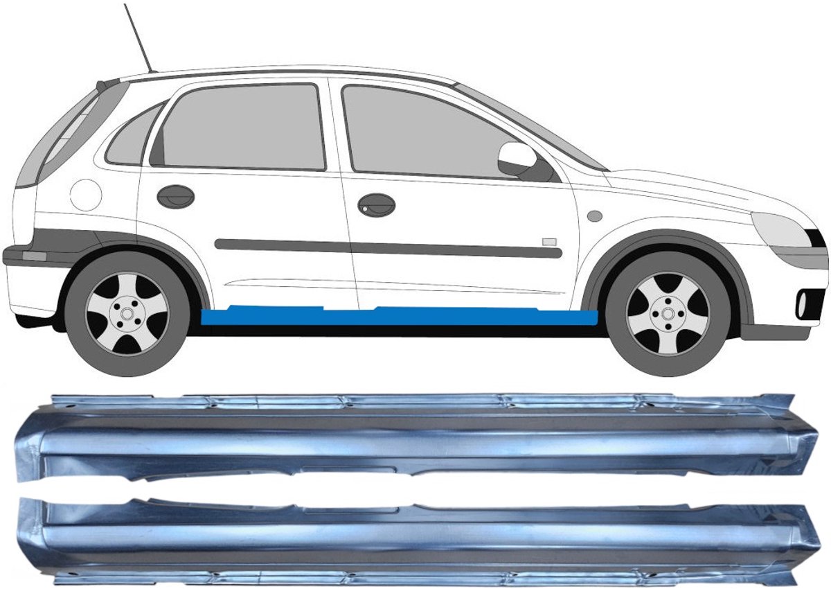Volledige dorpel voor Opel Corsa C 2000-2010 / Links + Rechts / Set