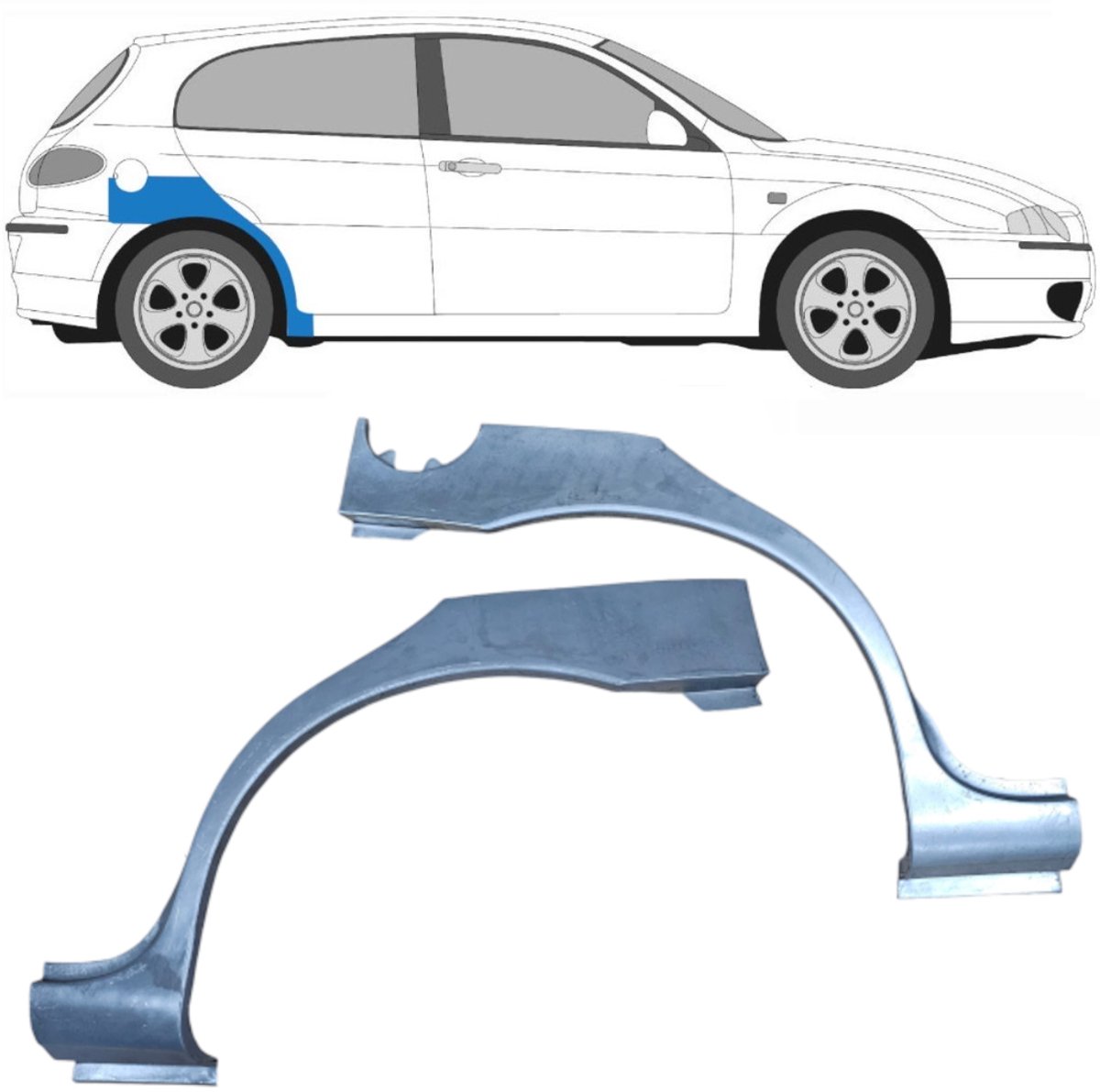 Reparatiepaneel achterspatbord voor Alfa Romeo 147 2000-2010 / Links + Rechts