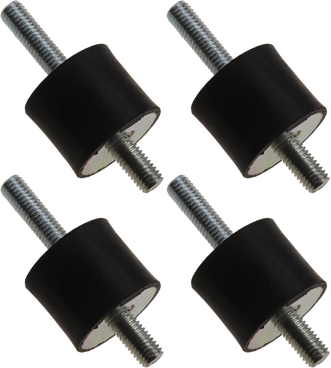 Dailygoods- Rubber Mount Kit - 4x M8 Rubber/Staaldemper - Trillingsisolatie - Geluidsreductie - Zwart/Zilver - 30x25mm - Trillingsisolator