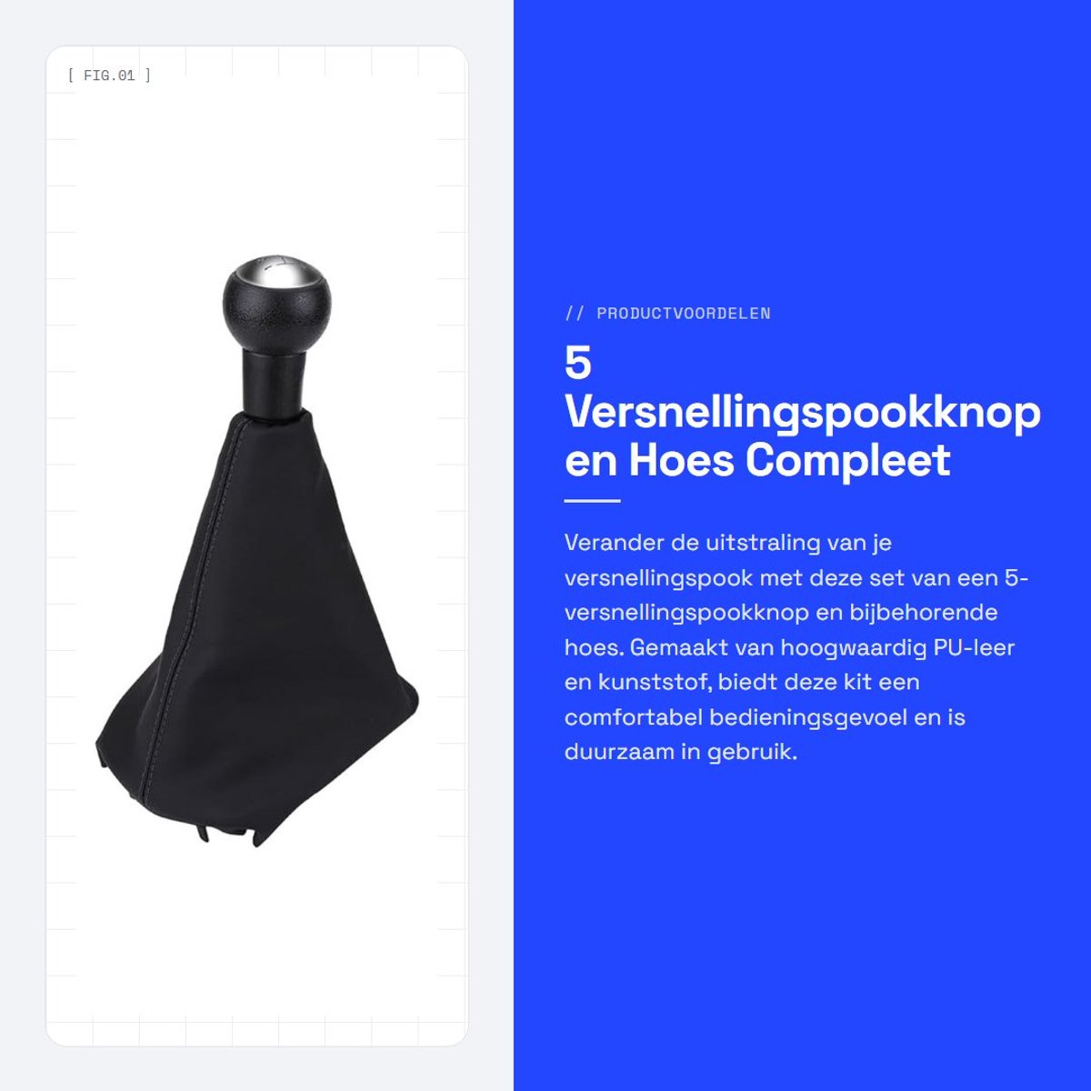 Dailygoods- Pookknop Set 5 Versnellingen - Versnellingspook Hoes - Hoogwaardig PU-leer - Eenvoudig te Installeren - Geschikt voor 307/308/607/608 C3 - Duurzaam
