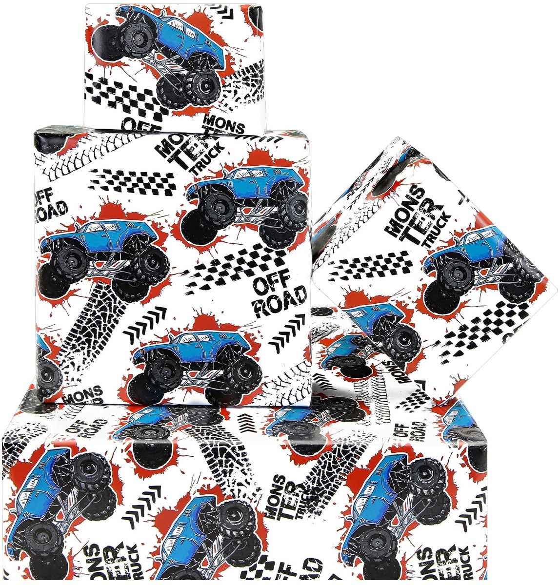 Dailygoods - Inpakpapier met Monster Truck Thema voor Kinderen