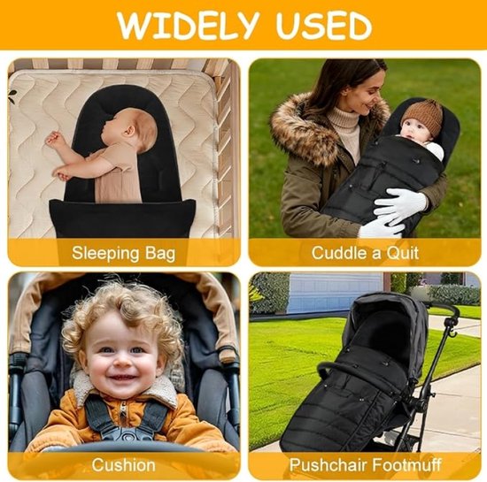 Voetenzak kinderwagen winter - Waterdichte babyvoetenzak met ritssluiting - Fleecevoering - 5-puntsgordel - Universeel - Machinewasbaar — afbeelding 5