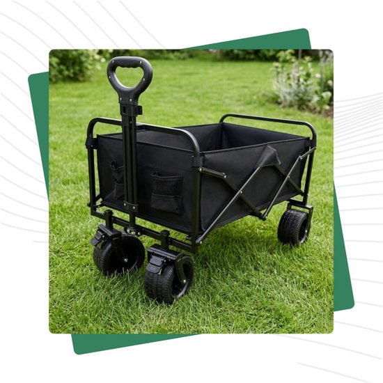 Opvouwbare bolderkar 84 x 53 x 74-97 cm - 150 kg - brede terreinwielen - verstelbare trekstang — afbeelding 3