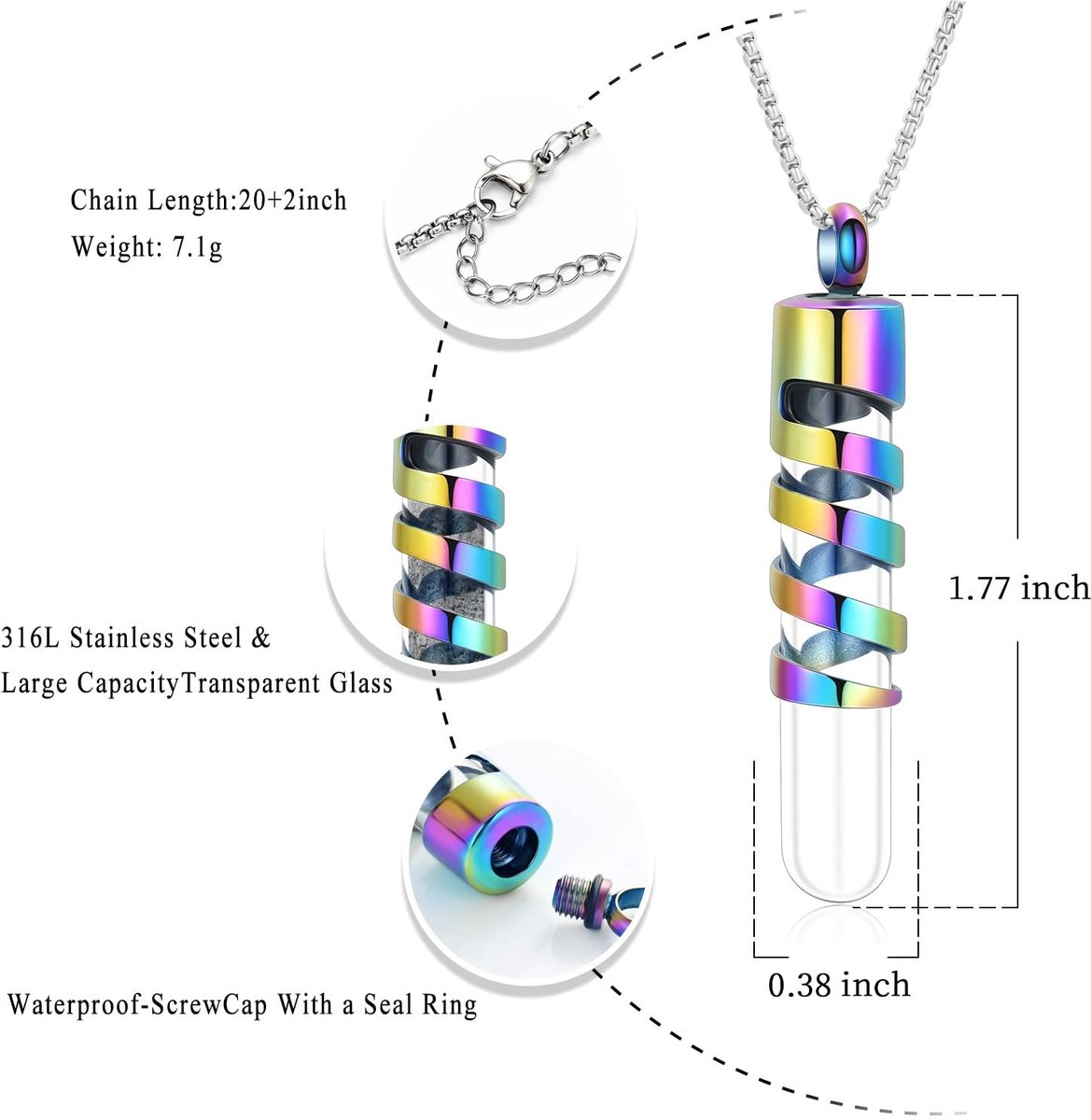 Clear Glass Tube crematie urn sieraden as houder halsketting Keepsake Memorial hanger inclusief box / Fill Kits - ShopVlot