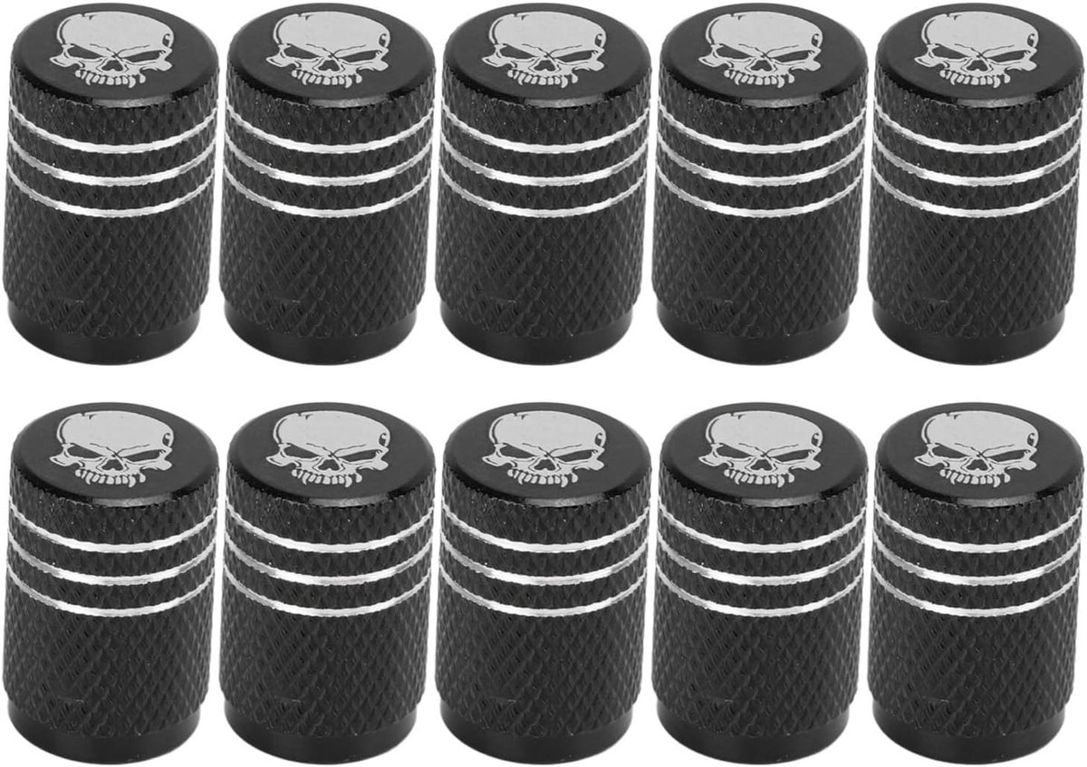 Skull Patroon Ventieldoppen voor Auto's, SUV's en Motoren - 10 Stuks Universele Ventieldoppen voor Banden en Fietsen