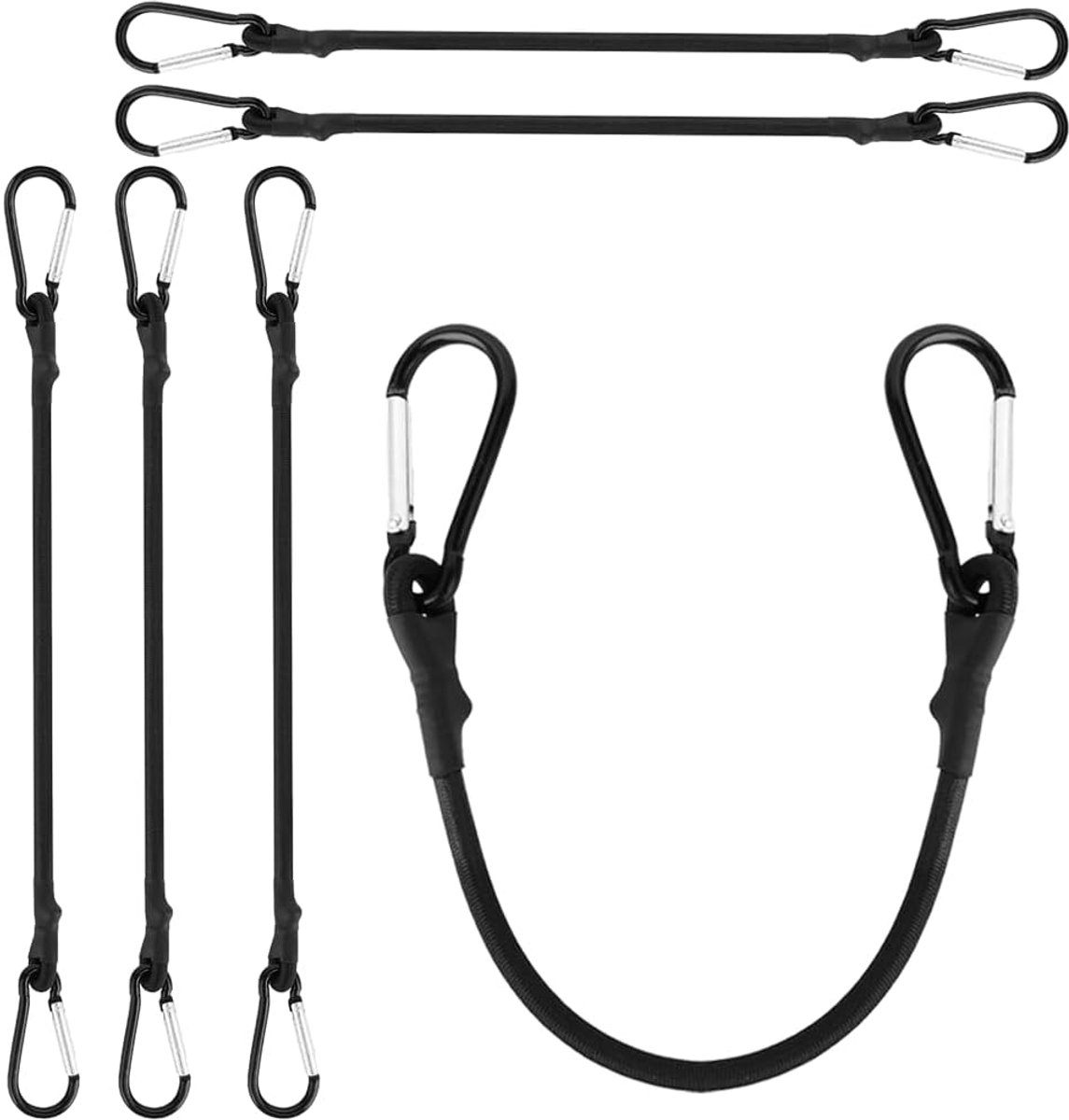 Bungee Cords, 6 stuks heavy duty bungee-koorden met haken, superieure rubberen elastische bandjes voor camping - ShopVlot
