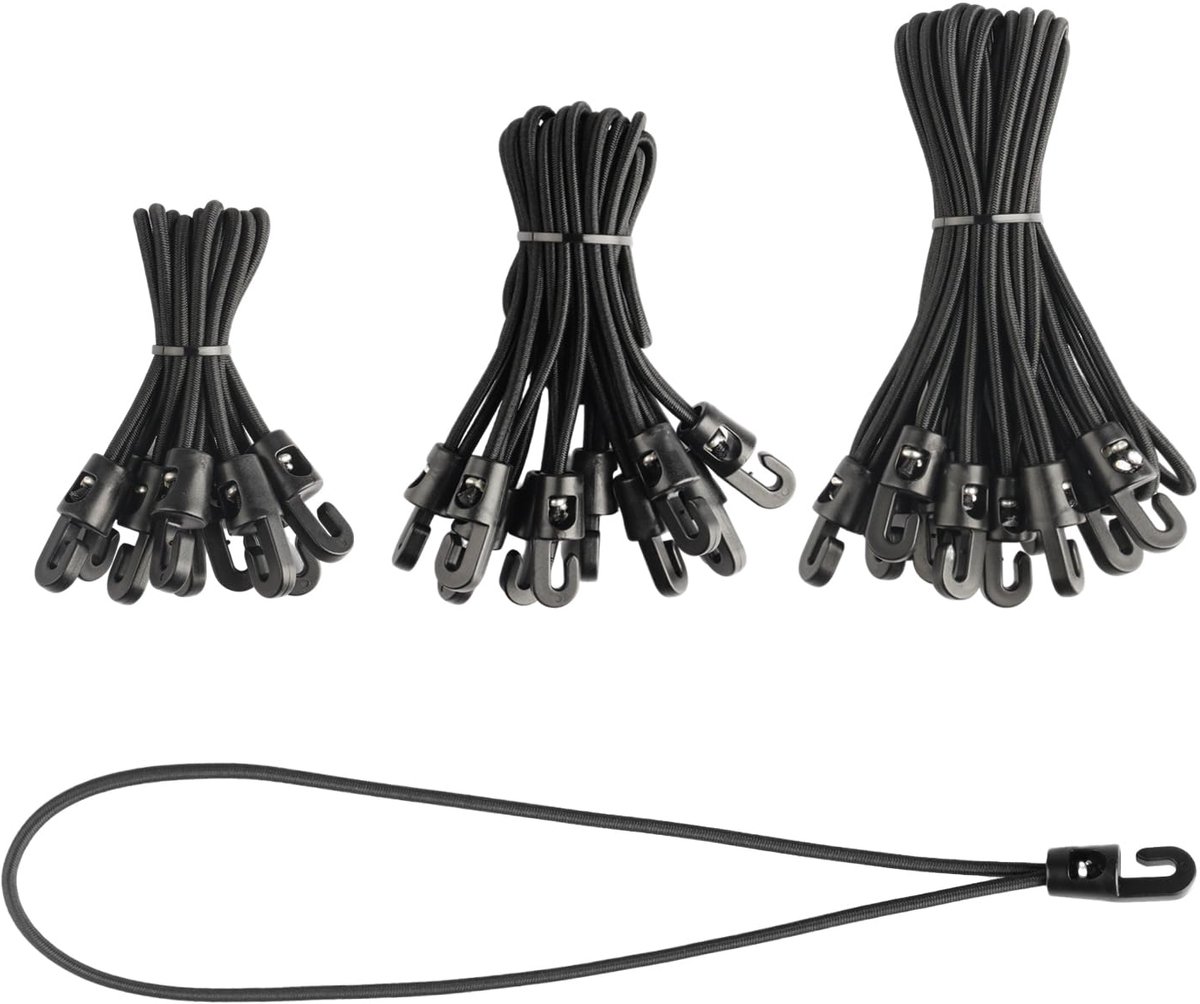 Zxglxinyao Set van 30 zwarte elastische touwen met haken, duurzame elastische riemen met haken, korte touwen voor - ShopVlot