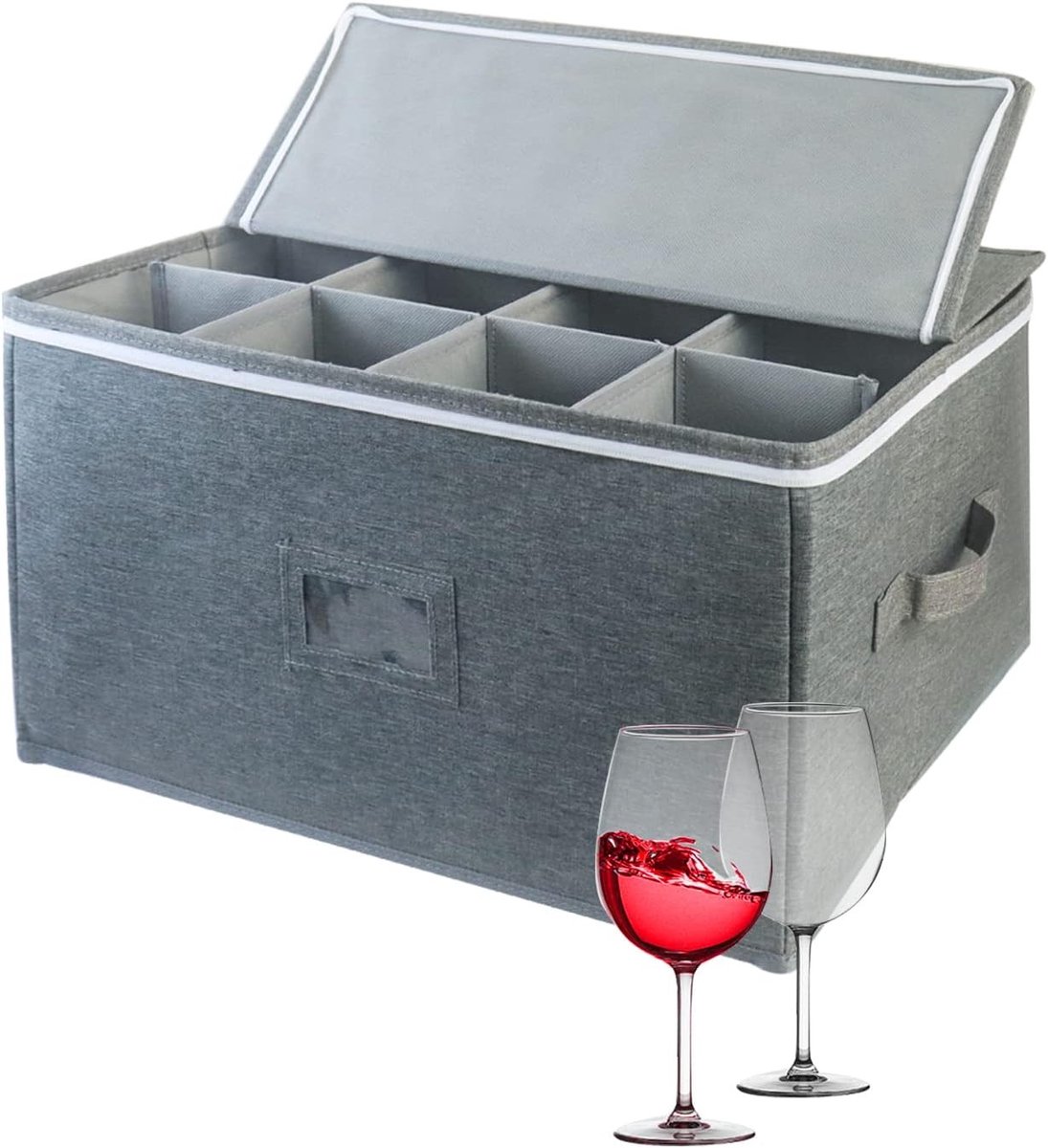 Opslagdoos voor Wijnglazen met Verdelers, Ideaal voor Witte Wijn, Champagne en Kristallen Drinkglazen