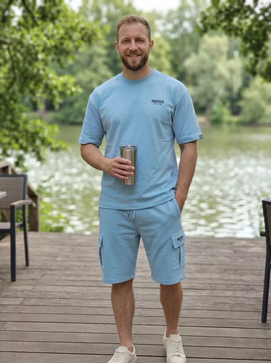 Indigo Denim - Jogging Huispak Katoen - Licht Blauw - Cargo