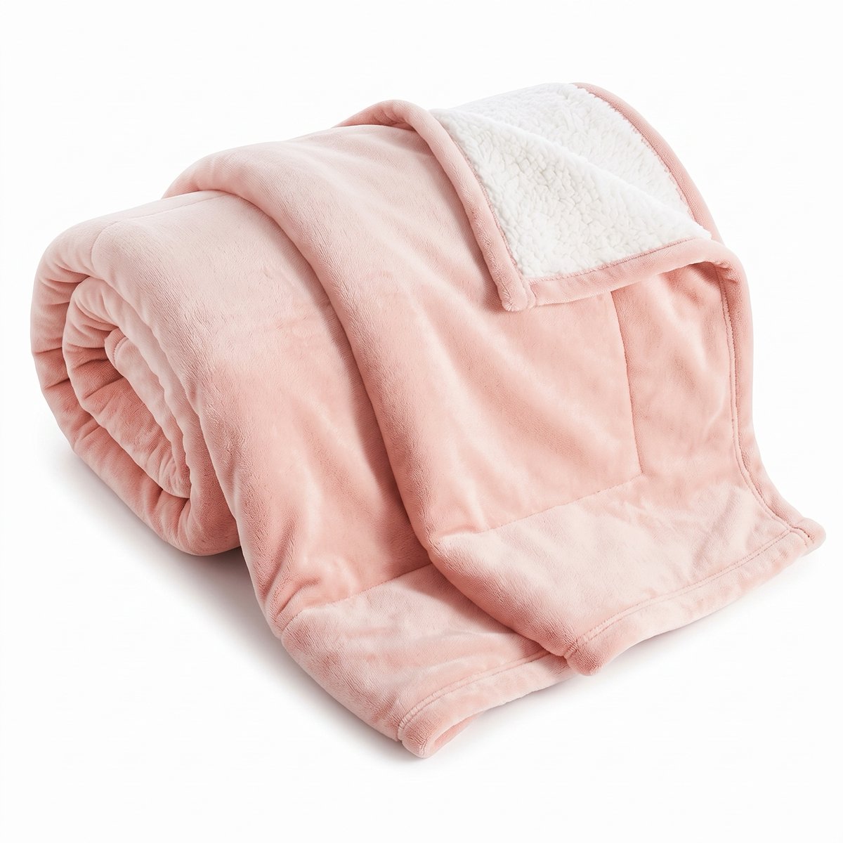Cheqo® Fleece Deken Roze - Sherpa Deken - Plaid - Knuffeldeken - Woondeken - Bankdeken - Fleece Plaid - Teddy Deken - Dubbelzijdig - Zacht en Warm - voor Bank en Bed - voor Woonkamer - Winter - Sprei - XXL - Deken met Schapenvacht Look