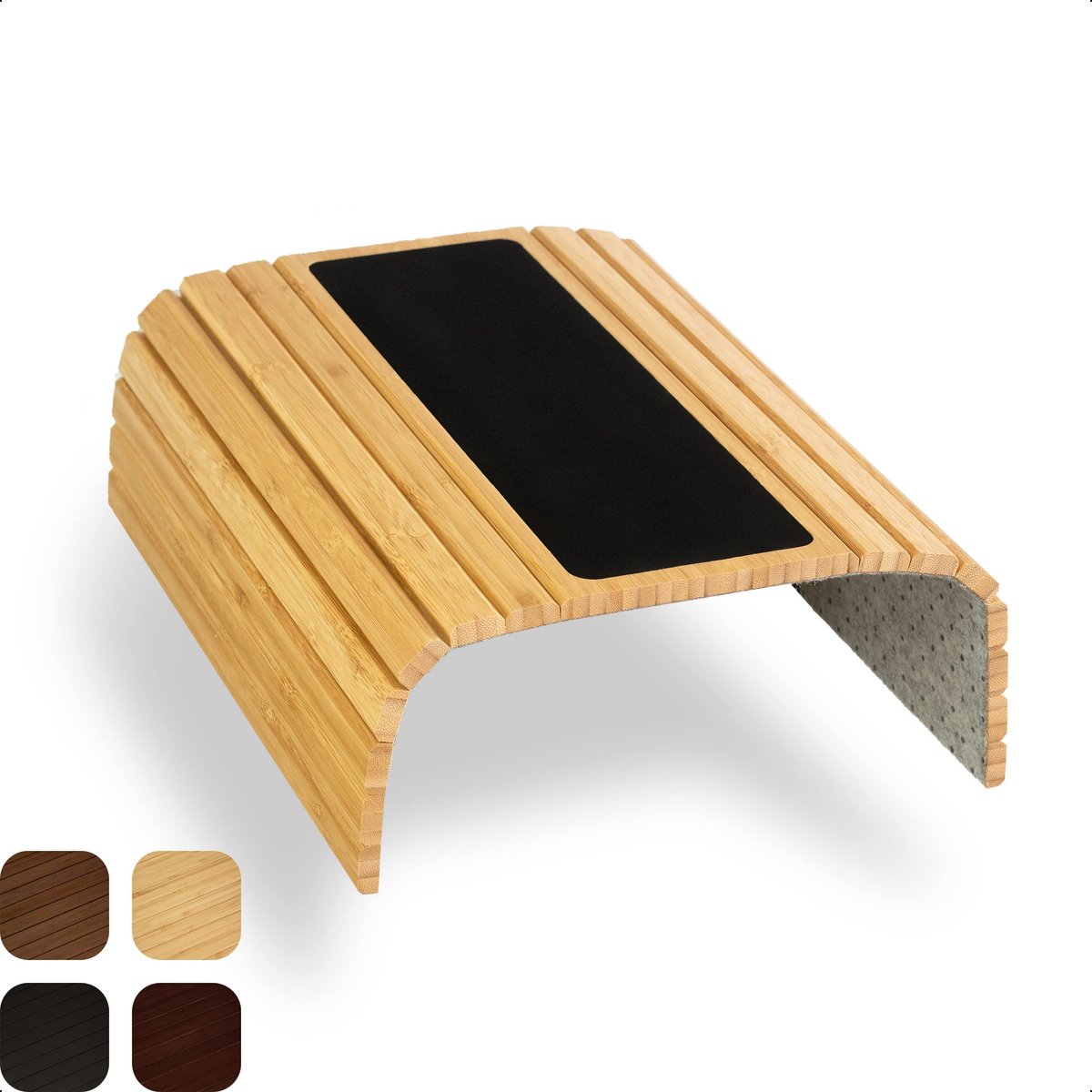 Famanu – Bamboe armleuning dienblad met antislip, naturel design voor gebruik in de woonkamer
