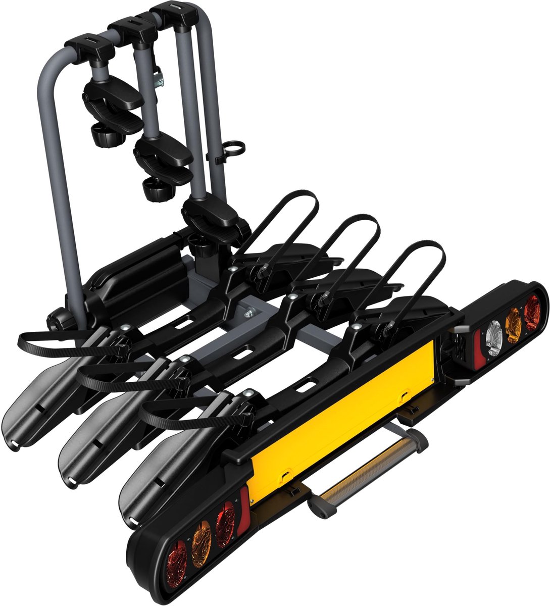 Famanu – Fietsendrager voor 3 fietsen, trekhaakmodel, zwart, 100 x 80 x 70 cm