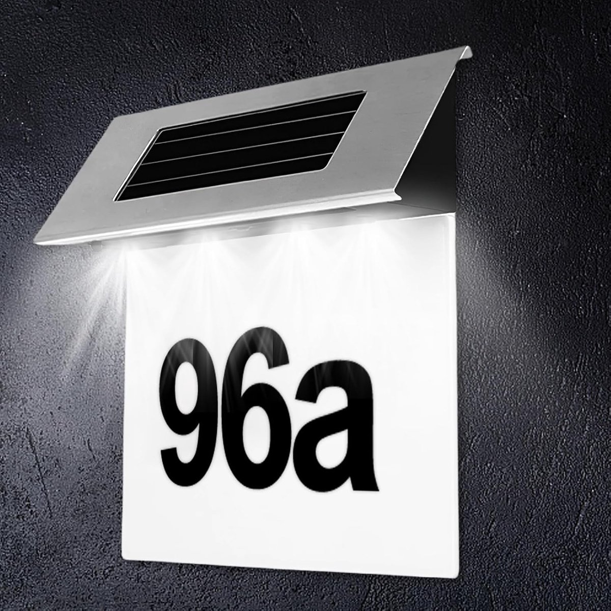 Huisnummer Verlicht Op Zonne-energie - Zilver - 6 x 3 x 1 cm - Waterdicht Met Schemerschakelaar - Voor Buiten