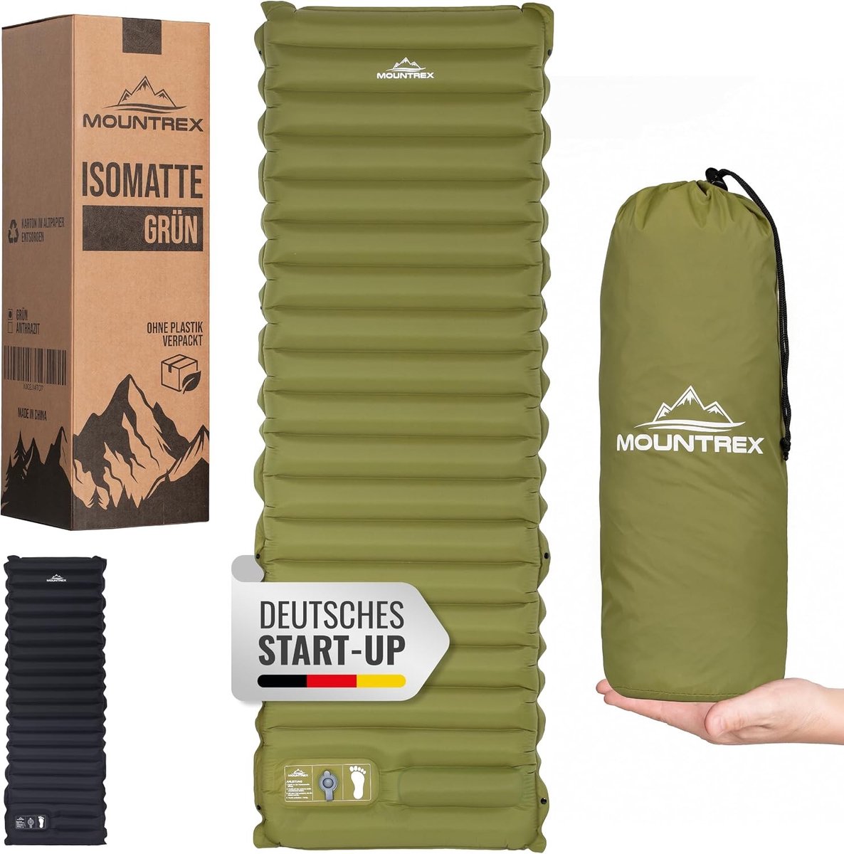 Slaapmat - Groen - 185 x 60 cm - Extra Dikke Opblaasbare Campingmat met Voetpomp - Voor Kampeer- en Outdoorliefhebbers