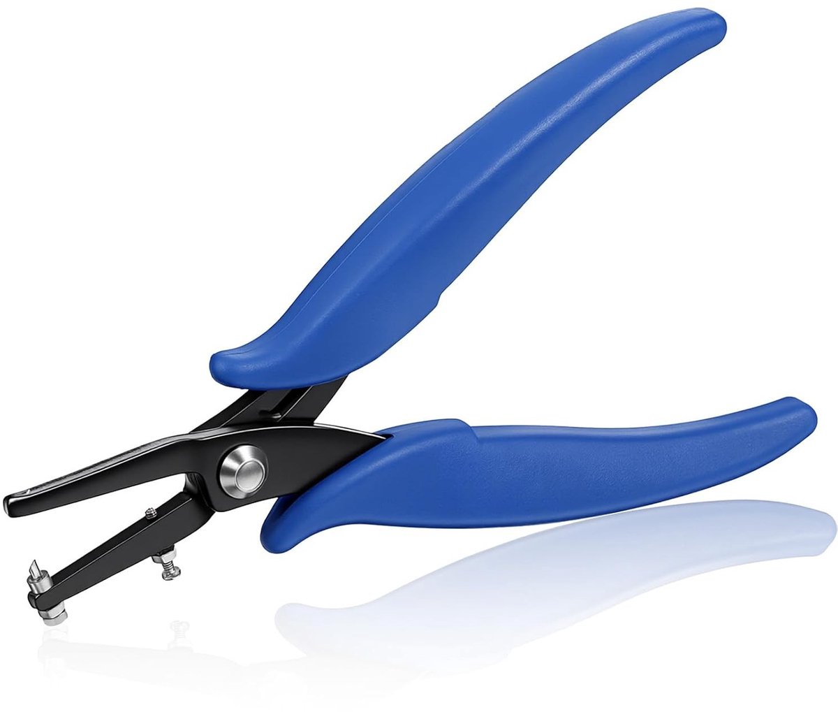 Precisie Perforatietang - Blauw - 15 cm - Koolstofstaal met Siliconen Grip - Voor Riemen, Horloges en Schoenen