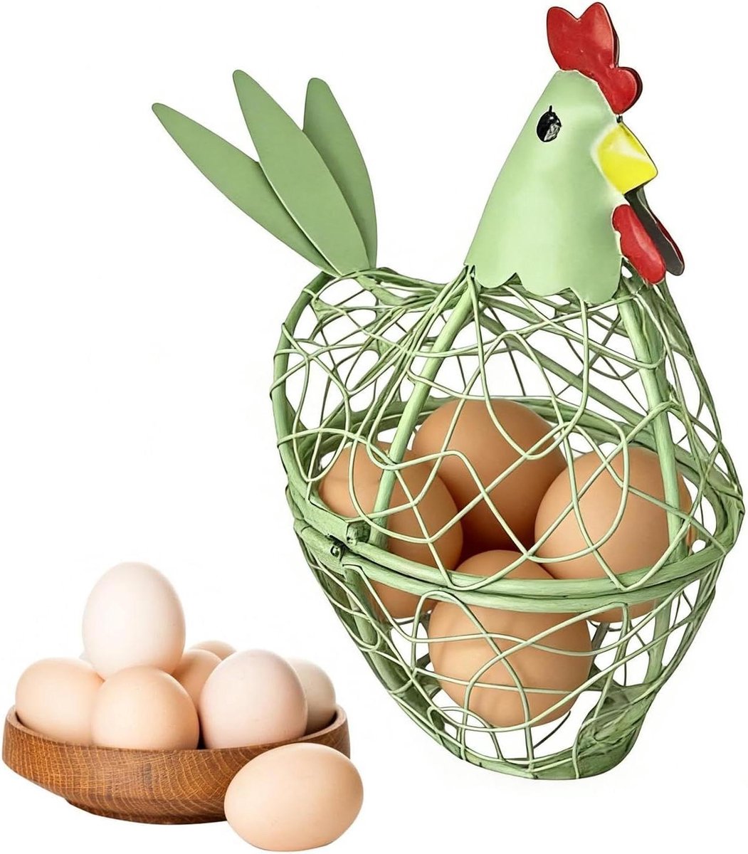 Eiermand Metaal Boerderij Stijl Keuken Organisatie Luchtdoorlatend Rooster 20x10x10 cm Lichtgroen