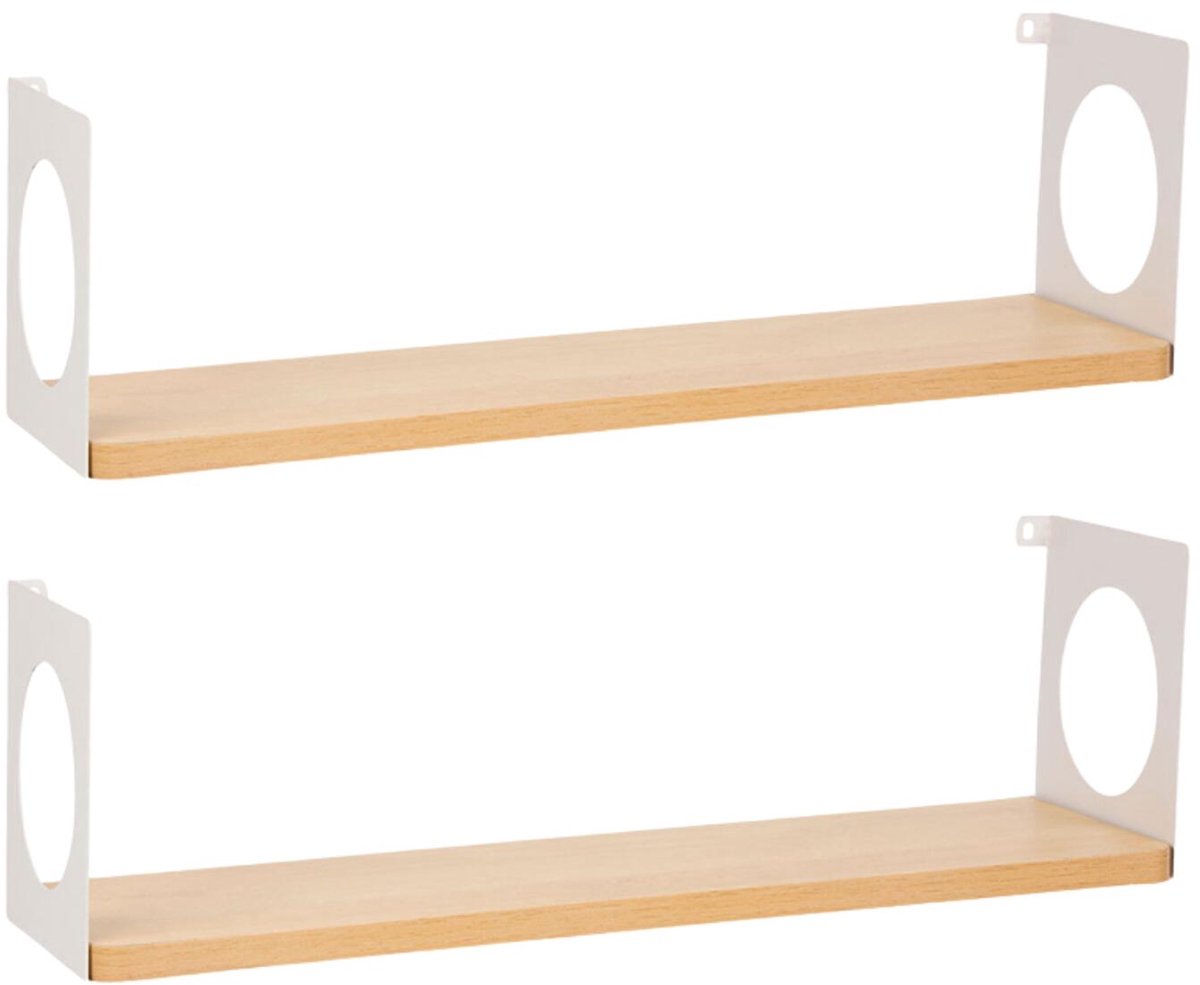 Ostaria Wandplank Romeo - 2x - hout/wit - MDF/ijzer - 50 cm - boekenplank - hangplank