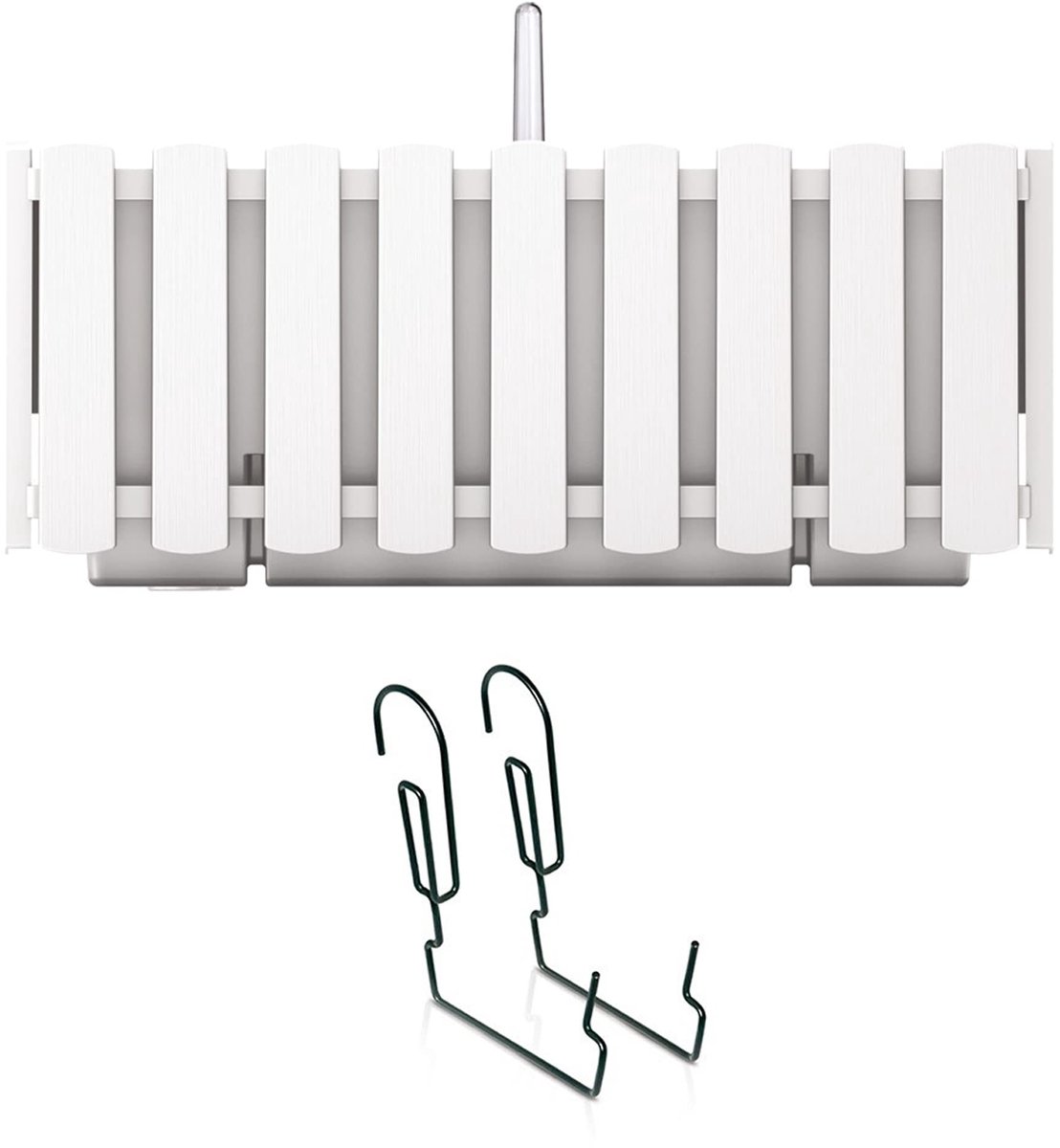 Famanu – Balkonbak met ophanghaken en irrigatiesysteem, 580 mm, wit