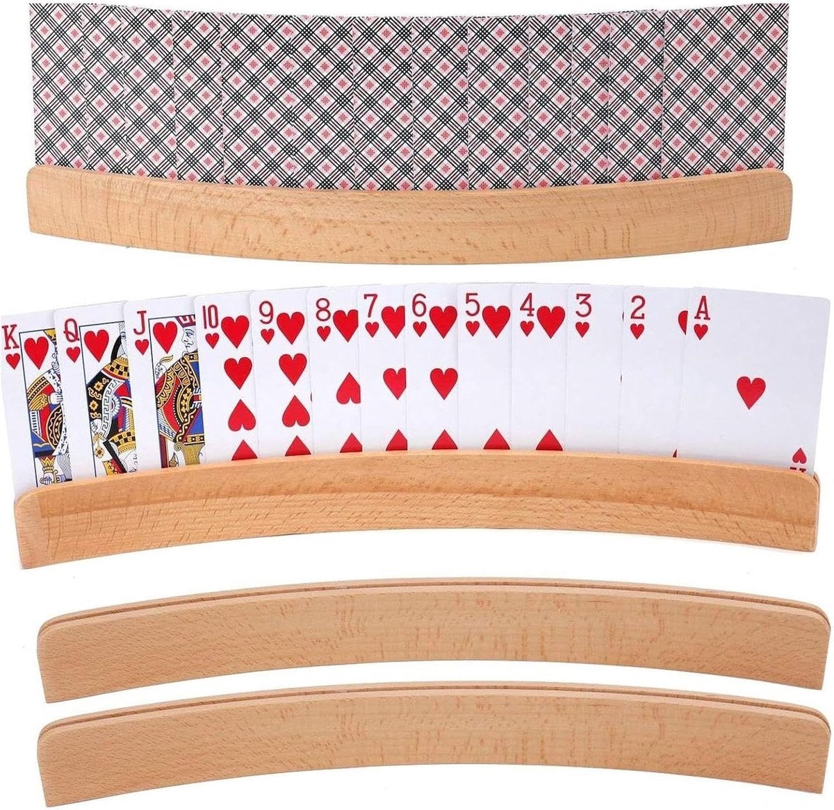 Kaarthouder Spelletjes - Hout kleur - 33 x 3,5 x 1 cm - Stabiele Ondersteuning - Voor Tafelspellen