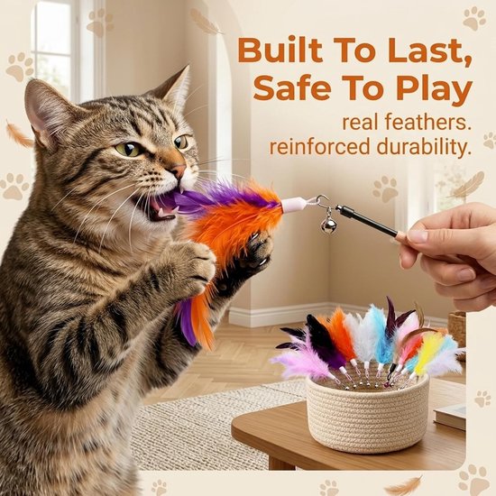 Kattenhengel - Multicolor - 20 cm - Veeropzetstukken - Voor Kittens en Volwassen Katten — afbeelding 2