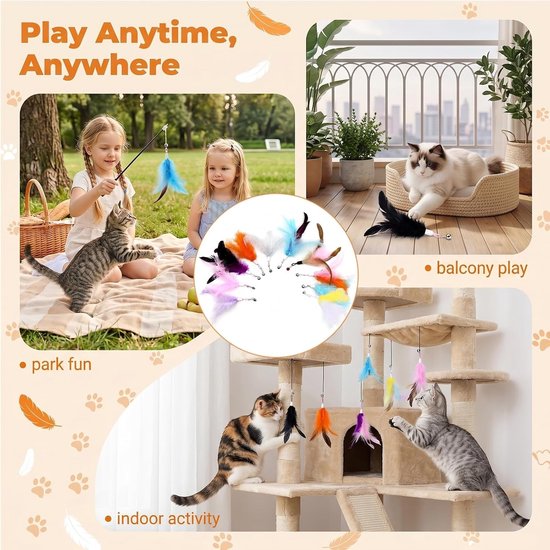 Kattenhengel - Multicolor - 20 cm - Veeropzetstukken - Voor Kittens en Volwassen Katten — afbeelding 3