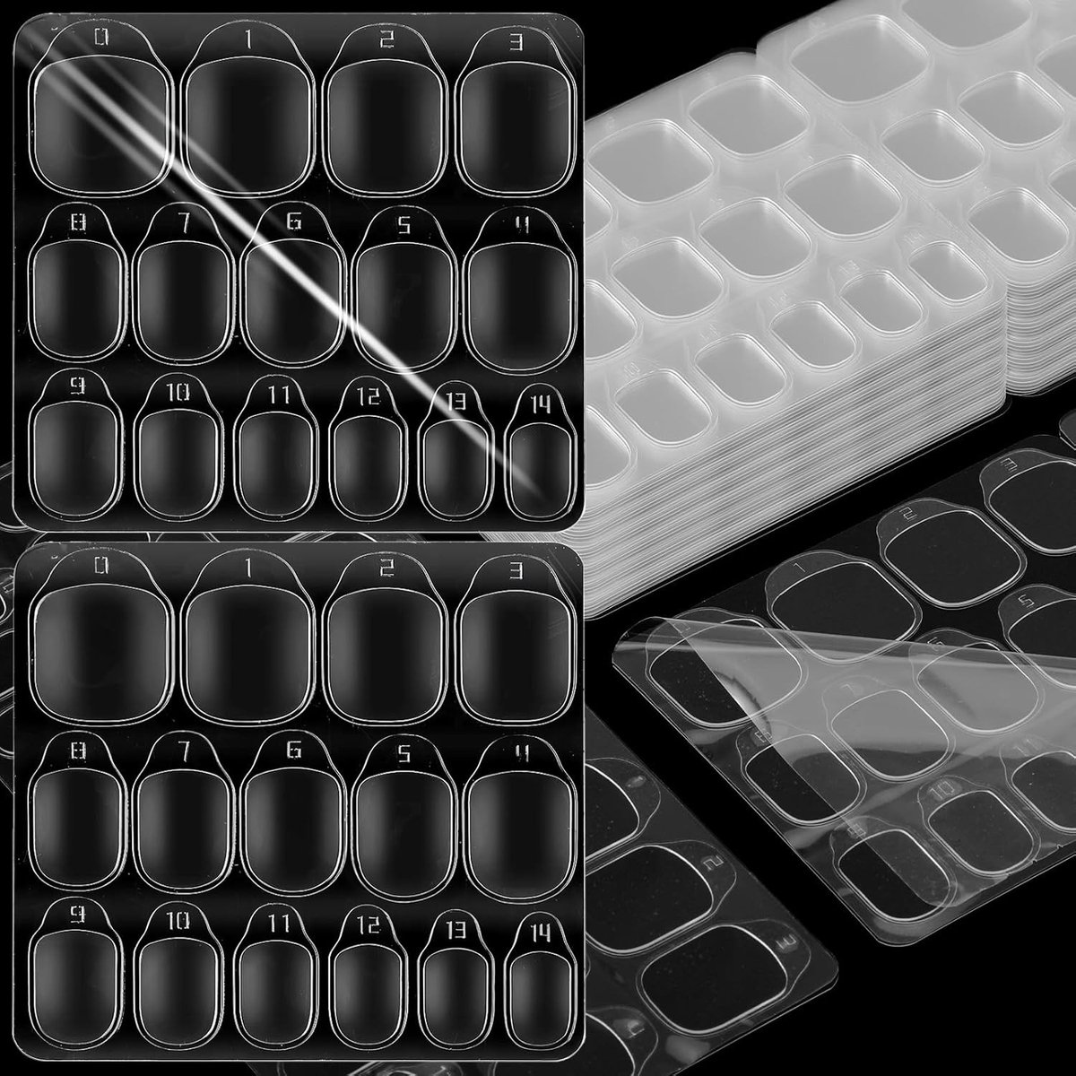 40 Bladen/600 Stuks Nagellijm Stickers, 15 Maten, Dubbelzijdige Jelly Gel Nageladhesief, Transparante Zelfklevende Pads voor DIY Manicure en Nageldecoratie Accessoires
