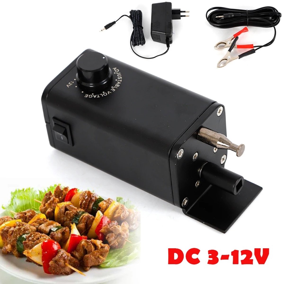Cellista BBQ Grillmotor 15W - Elektrische Draaispitmotor - Barbecue Motor - Spitmotor - 13-56 t/min - 12V - 220V EU Stekker - Auto Accukabel - Tot 28 kg