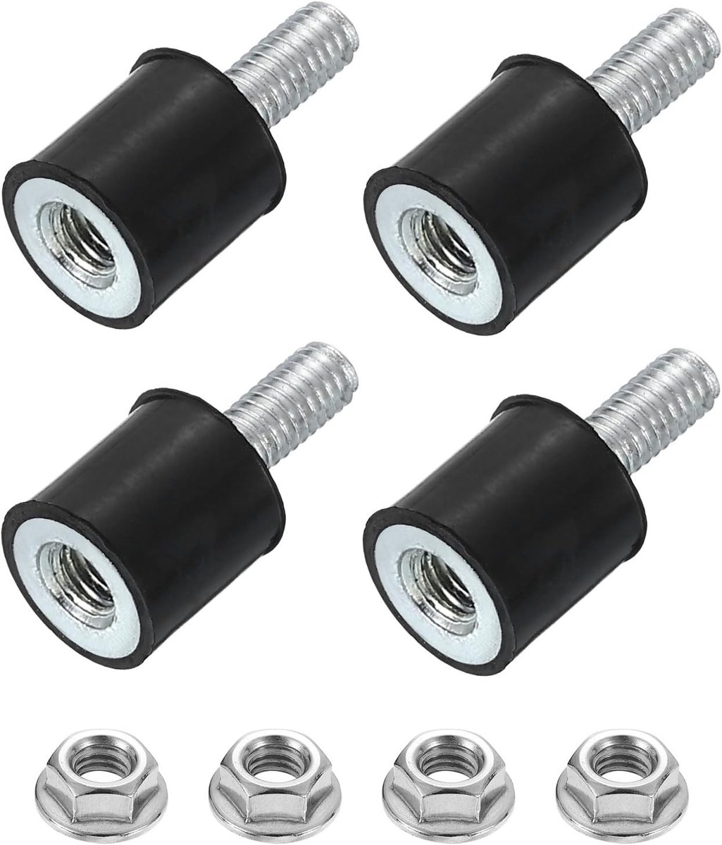 Rubber Beugels 10x10mm (DxH) - 4 Stuks Cilindrische Anti-Vibratie Isolatoren en Schokdempers met Moer voor Auto, Coil en Luchtcompressoren