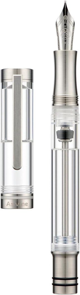 Vulpen met Titanium en Vacuüm Navulling, Medium Nib, Duidelijk en Transparant, Perfect voor Schrijven en Cadeaus
