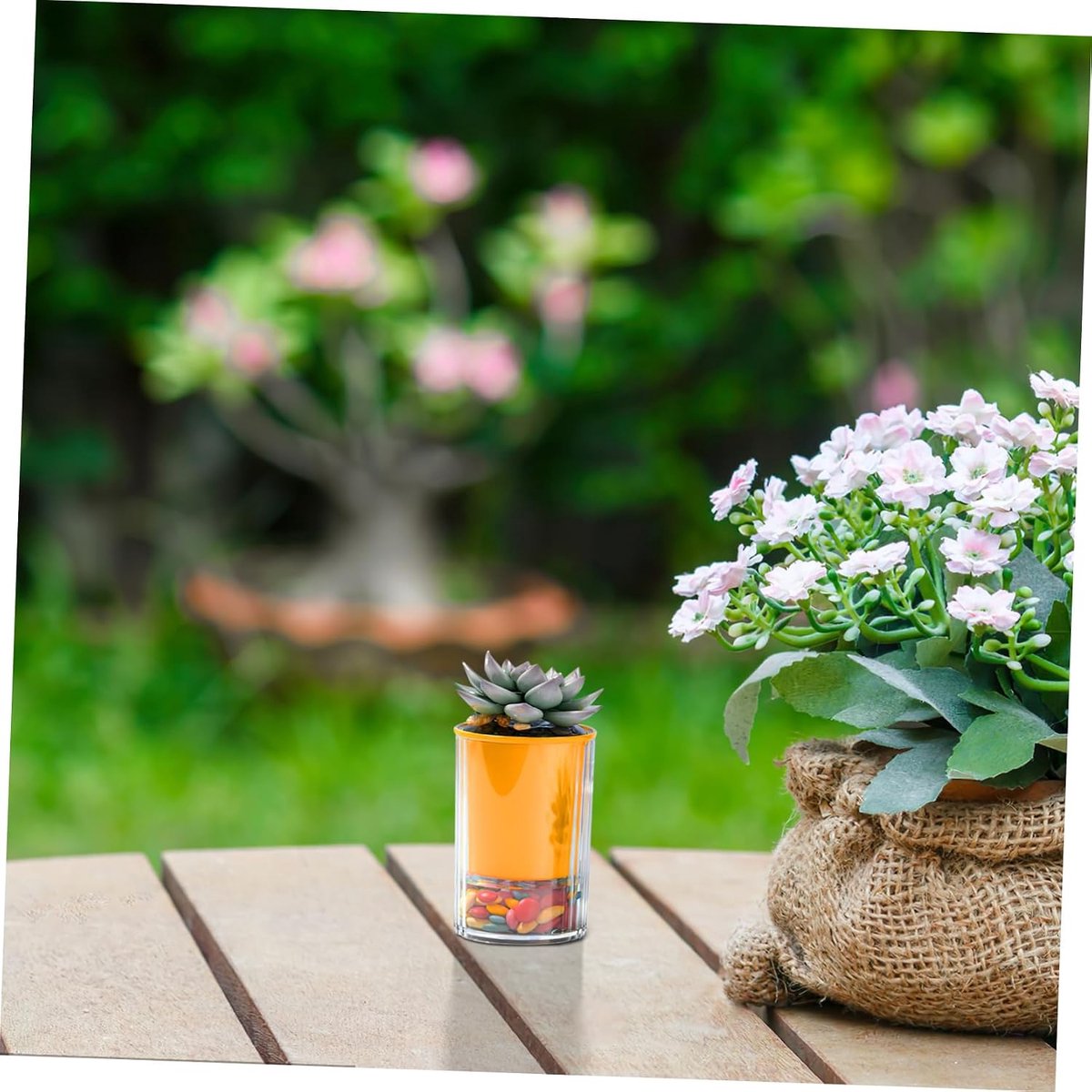 Elegante Vaas - Decoratieve Pot - Planten Binnen - Zelfwaterend Systeem - 10.3x7.2x7.2CM - Geel — cadeau in Wonen & Interieur - foto 4