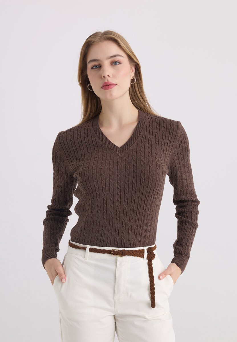 Felix Hardy Trui Met V-Hals - 100% Katoen Dames Bruin - L